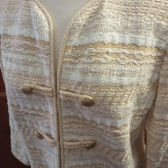 St. John Wool Blend Tweed Blazer New Sz 12 K61S0C1 Butterscotch Speckled $1695 - Picture 3 of 16